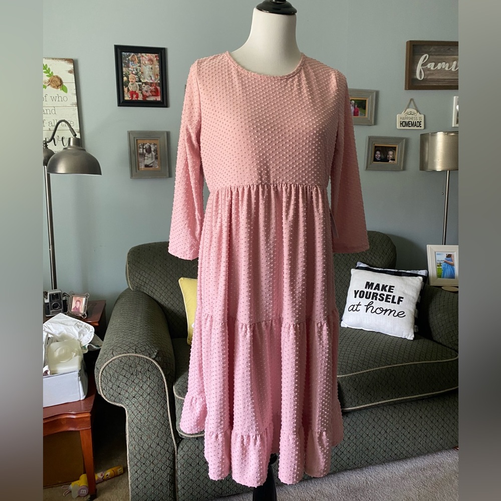 Pink Swiss dot dress